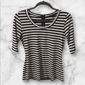 Green Envelope black and white striped half sleeve top size medium